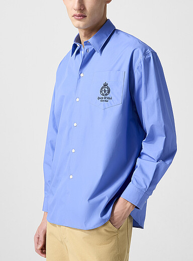 Sporty & Rich: La chemise popeline Crown Tennis Unisexe Bleu pour homme