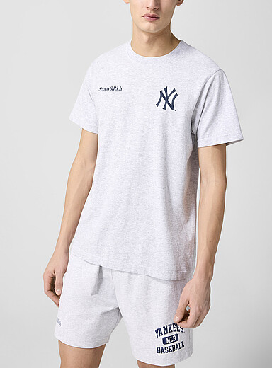 Sporty & Rich Grey Yankees heather gray T-shirt for men