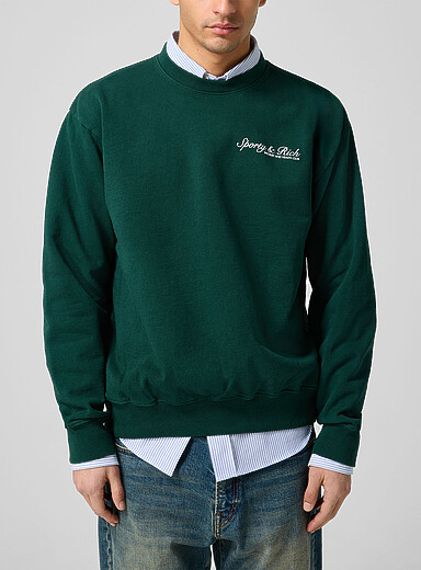Sporty & Rich Green Cursive logo sweatshirt for men
