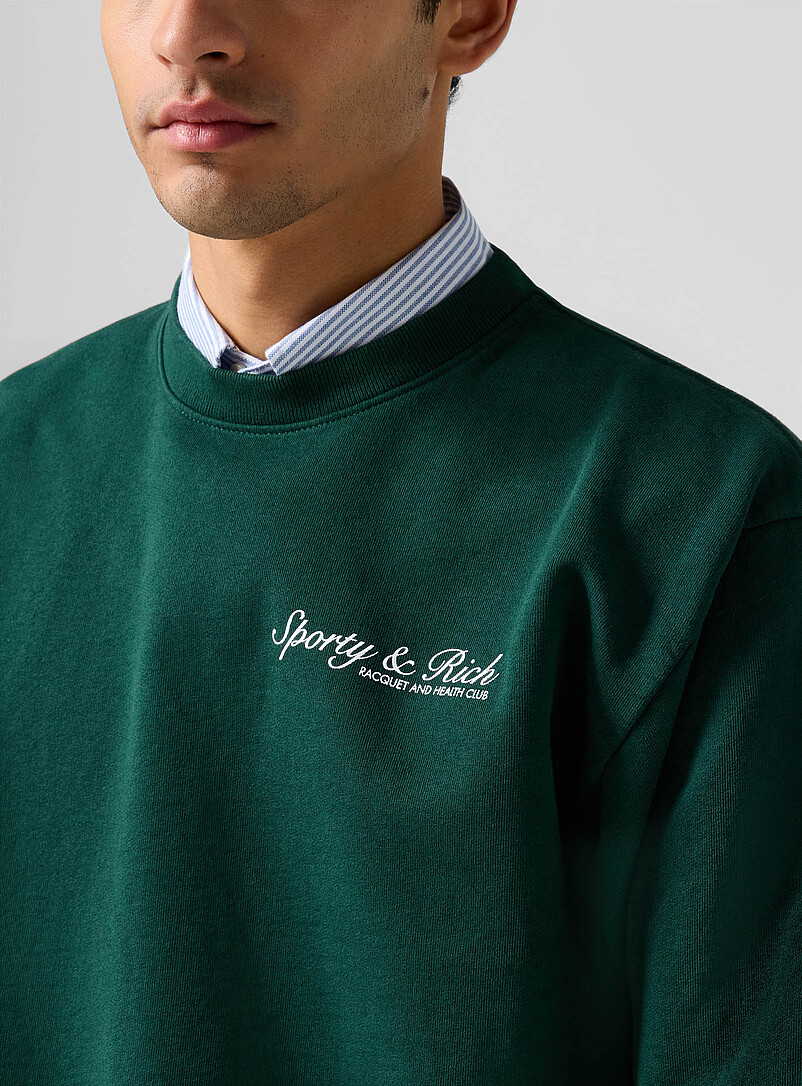 Sporty & Rich Green Cursive logo sweatshirt for men