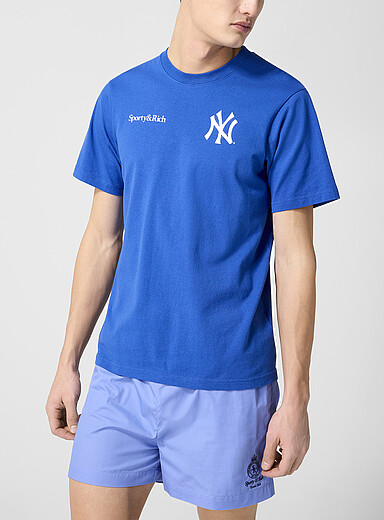 Sporty & Rich Baby Blue Yankees printed T-shirt for men