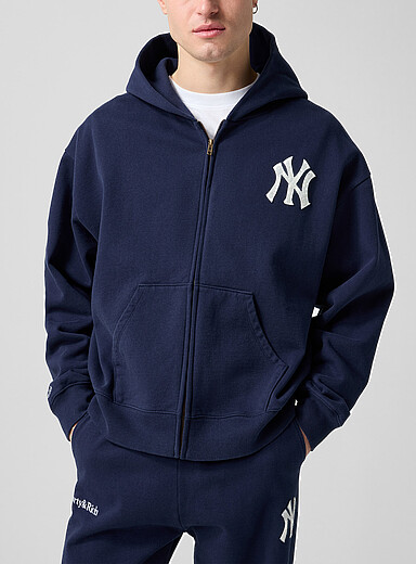 Yankees felt logo zip-up hooded sweatshirt