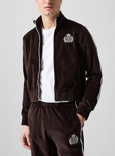 La veste <i>track</i> velours brun