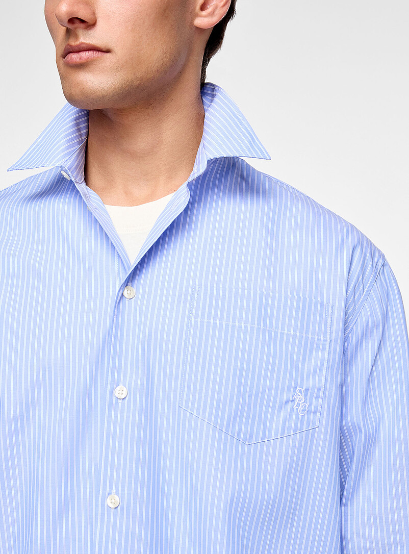 Vertical stripes poplin shirt Unisex product image 2