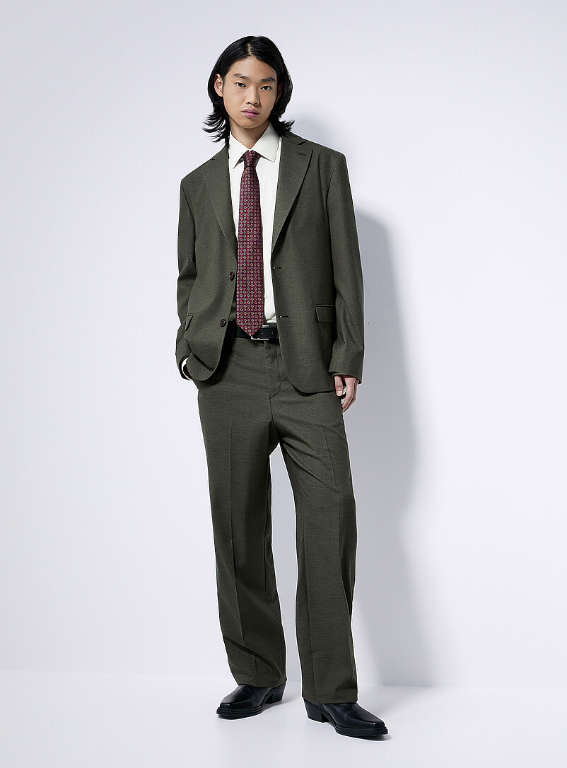Le 31 Mossy Green Stretch piqu&eacute; jacket Wool-blend fabric by Marlane <b>Paris fit - Relaxed</b> for men