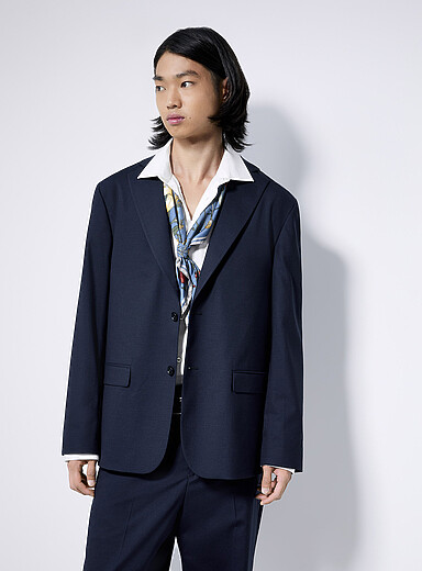 Stretch piqu&eacute; jacket Wool-blend fabric by Marlane <b>Paris fit - Relaxed</b>