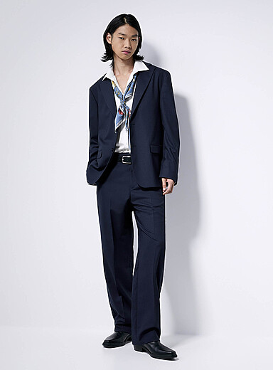 Le pantalon fils deux tons Tissu en m&eacute;lange de laine sign&eacute; Marlane <b>Coupe relaxe</b>