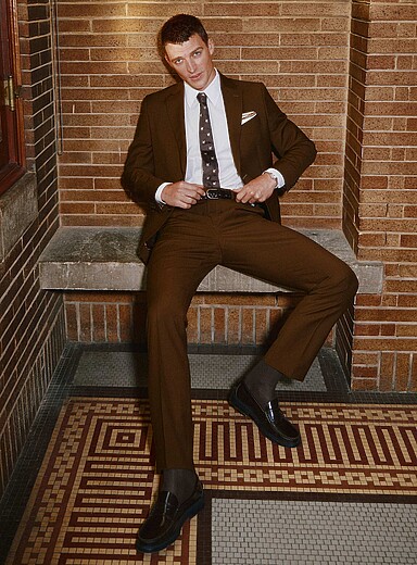 Le 31 Brown Pure wool suit Wool weave by Paulo de Oliveira <b>London fit - Semi-slim</b> for men