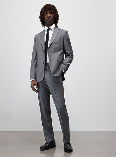 Le 31 Charcoal Pure wool suit Wool weave by Paulo de Oliveira <b>London fit - Semi-slim</b> for men