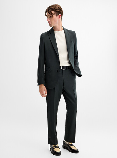 Le 31 Mossy Green Pure wool suit Wool weave by Paulo de Oliveira <b>London fit - Semi-slim</b> for men