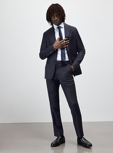 Le complet pure laine Tissu de laine sign&eacute; Paulo de Oliveira <b>Coupe London - Semi-ajust&eacute;e</b>