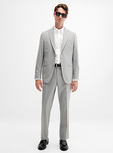 Le complet pure laine Tissu de laine sign&eacute; Paulo de Oliveira <b>Coupe London - Semi-ajust&eacute;e</b>