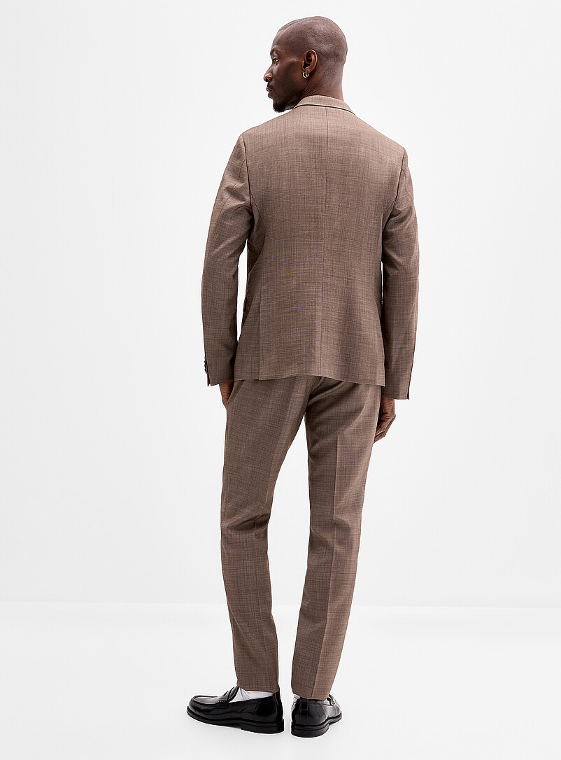 Le 31: Le complet chambray cortado Tissu de laine sign&eacute; Marzotto <b>Coupe Stockholm - Ajust&eacute;e</b> Taupe pour homme