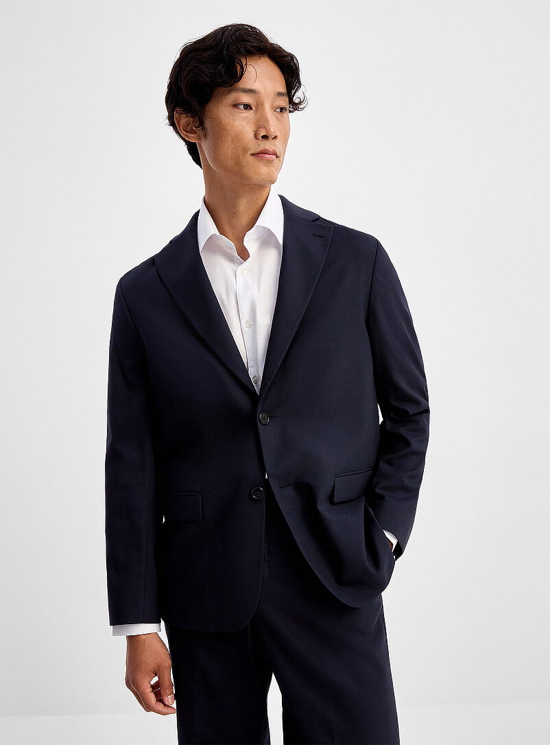 Stretch Piqué Suit Jacket Wool-Blend Fabric By Marlane Paris Fit - Relaxed