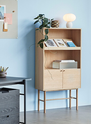 Archive natural wood shelf unit