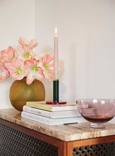 H&uuml;bsch Patterned Green Astro crystal candle holder