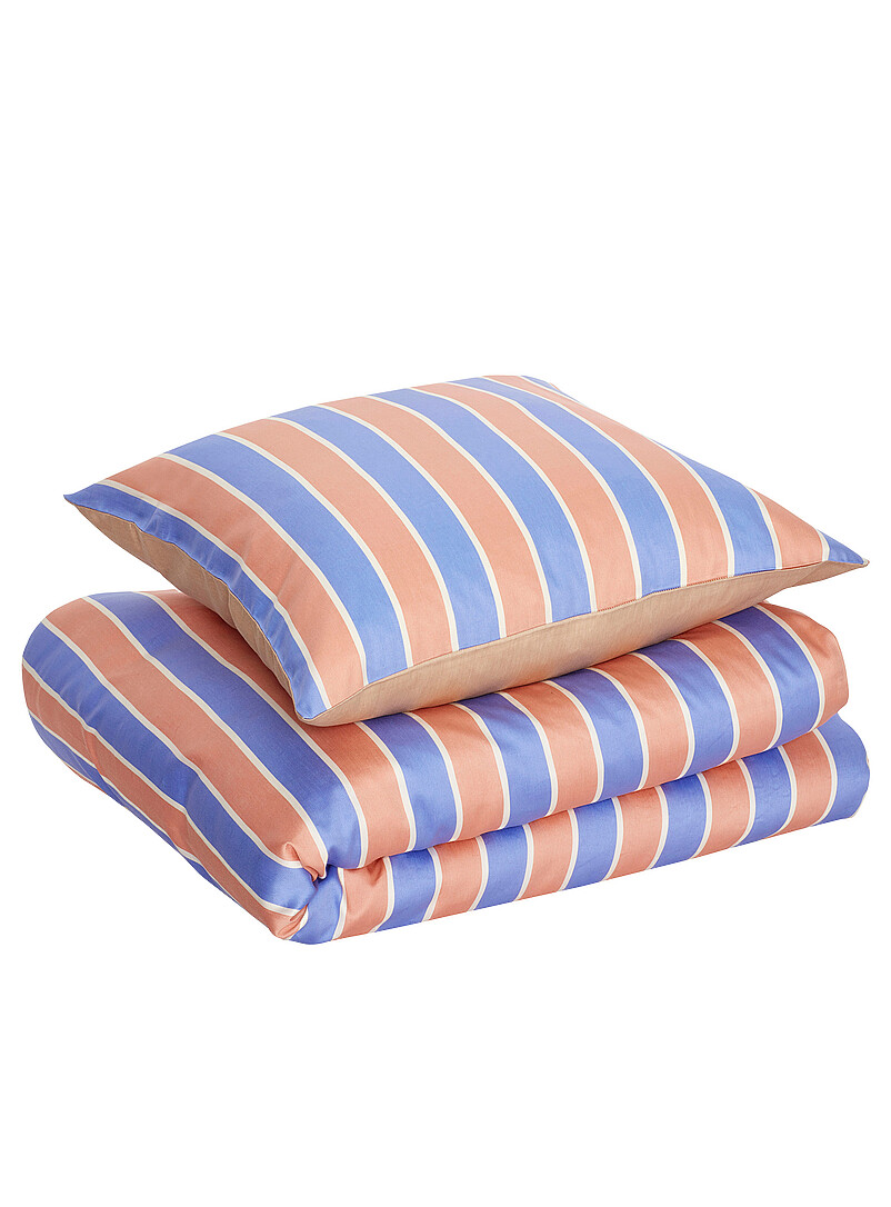 H&uuml;bsch Baby Blue Solace striped bed linen set