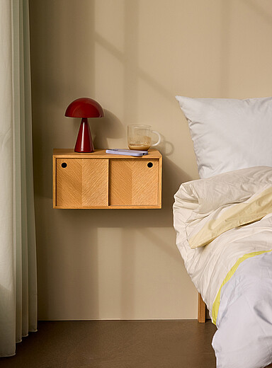 H&uuml;bsch Taupe Herringbone natural wood wall shelf