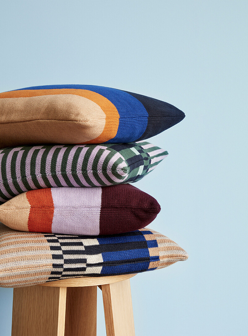 Colourful stripes knit cushion product image (primary)