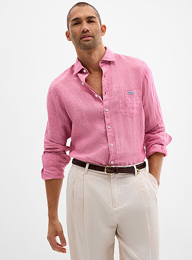 La chemise pur lin color&eacute;e <b>Coupe sportive</b>