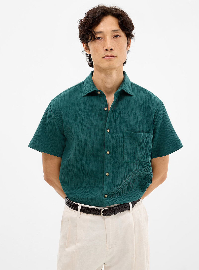 Rodd & Gunn Green Cotton gauze shirt for men