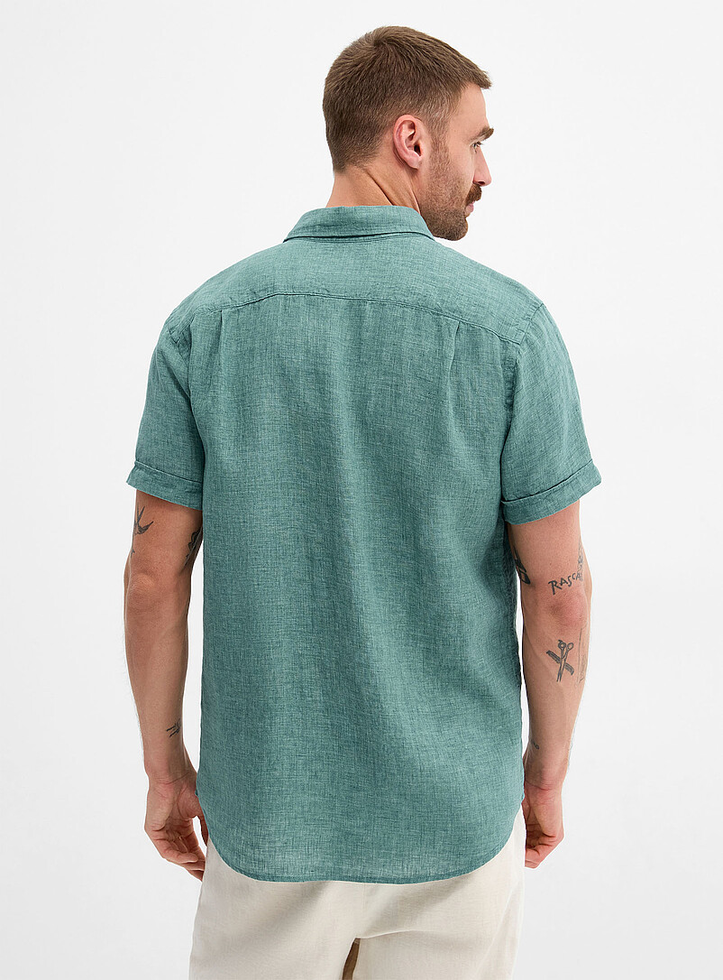 Rodd & Gunn Green Chambray-like pure linen shirt <b>Sports fit</b> for men