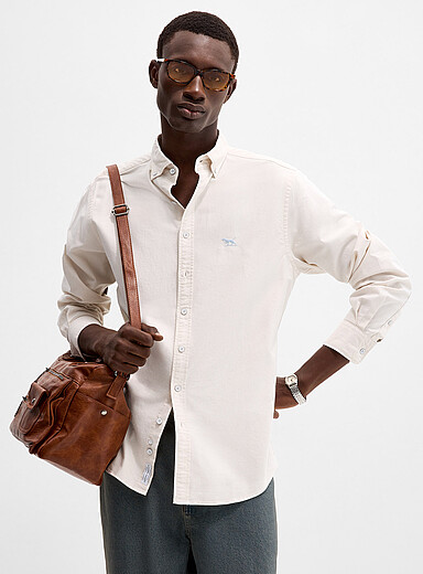 Rodd & Gunn: La chemise oxford logo brod&eacute; <b>Coupe sportive</b> Blanc cass&eacute; pour homme