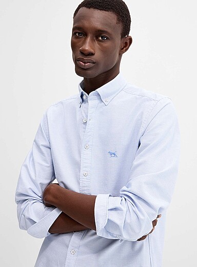 Rodd & Gunn: La chemise oxford microcarreaux jacquard <b>Coupe sportive</b> Bleu p&acirc;le - Bleu ciel pour homme