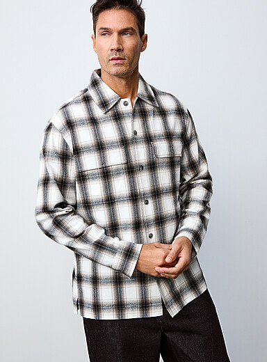 Rodd & Gunn: La chemise flanelle carreaux fondus Blanc &agrave; motifs pour homme