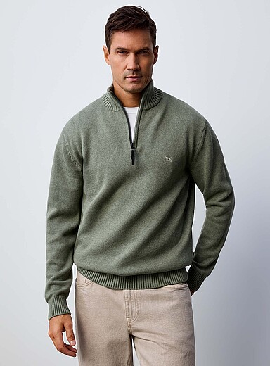 Rodd & Gunn Green Embroidered logo zip-neck sweater for men