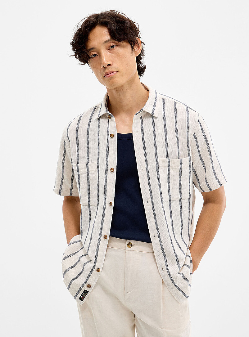 Vertical-Stripe Knit Shirt
