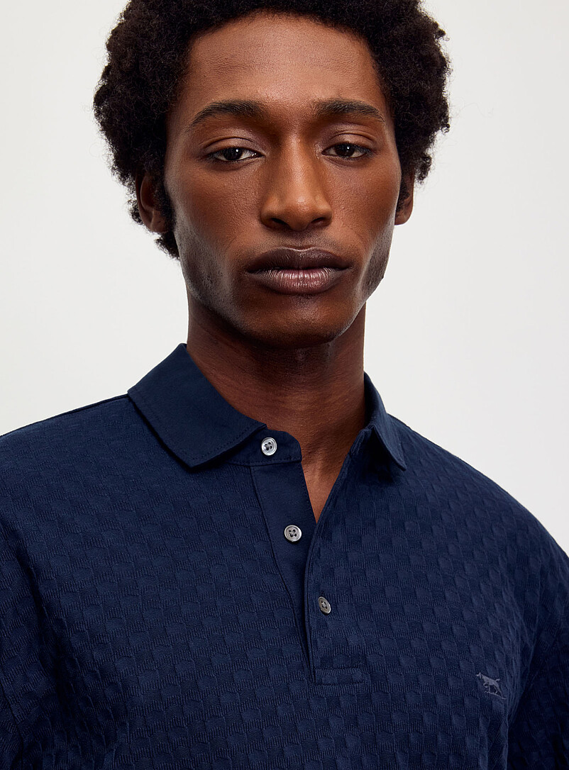 Basketweave-Textured Jacquard Polo
