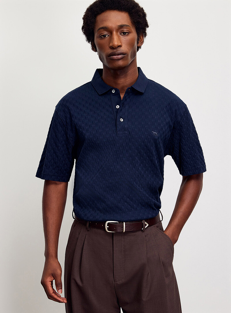 Basketweave-textured jacquard polo product image 2