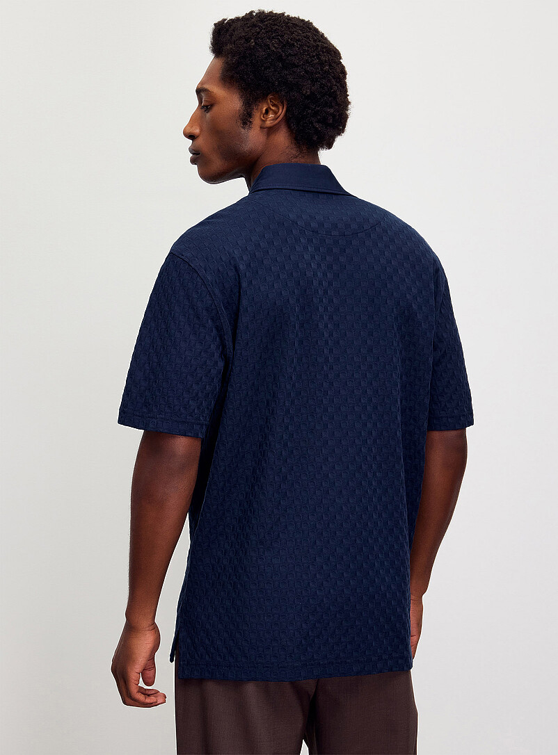 Basketweave-textured jacquard polo product image 3