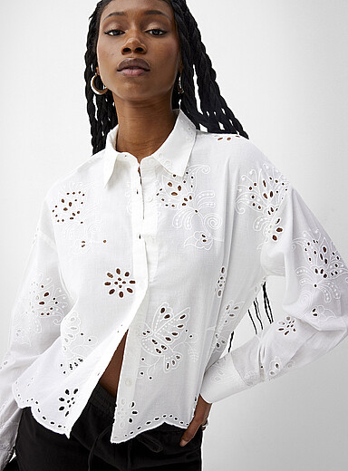 La chemise carr&eacute;e broderie anglaise