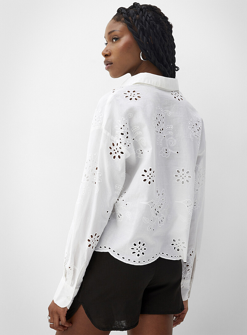 Ic&ocirc;ne White Broderie anglaise boxy-fit shirt for women