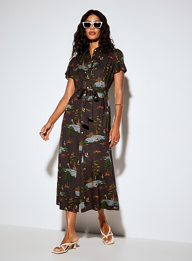Supple belted maxi shirtdress
