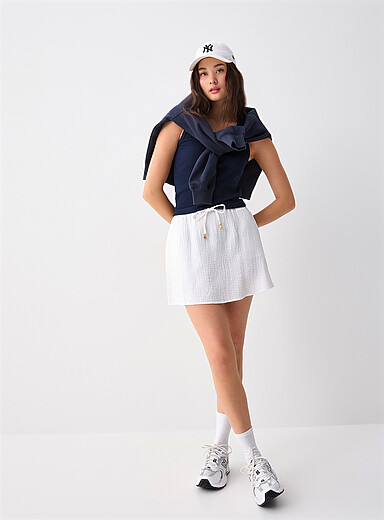 Twik Light brown Organic cotton gauze miniskirt for women