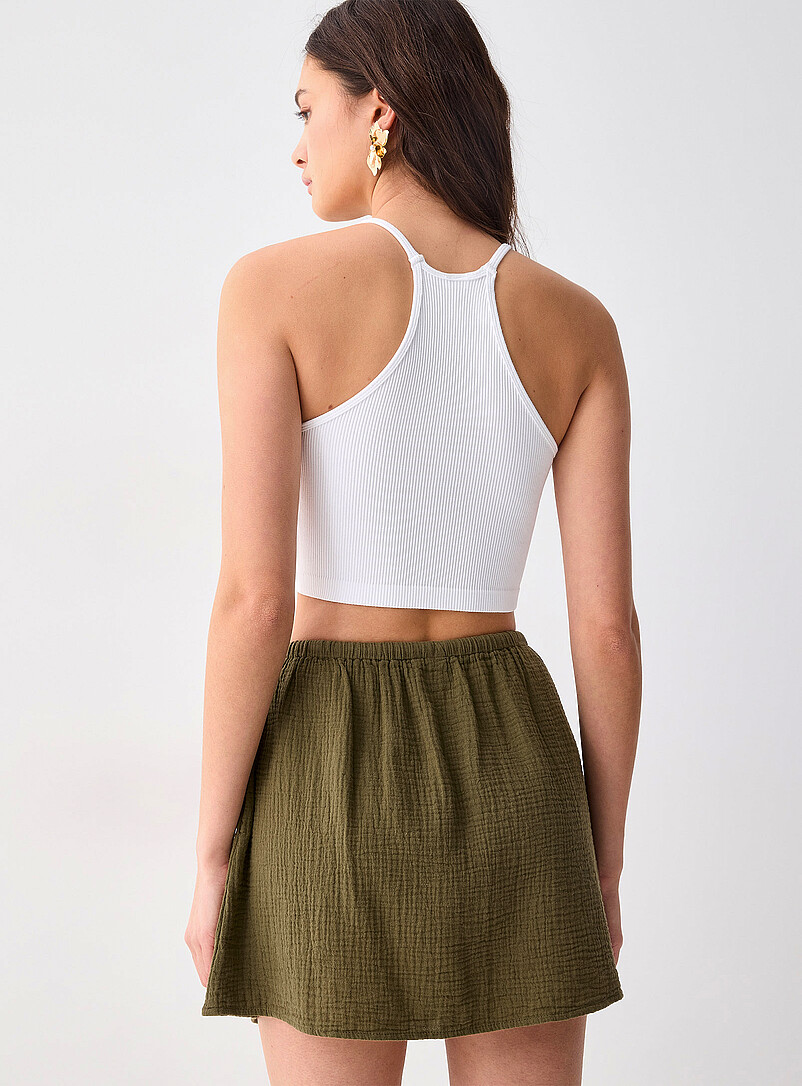 Twik Light brown Organic cotton gauze miniskirt for women