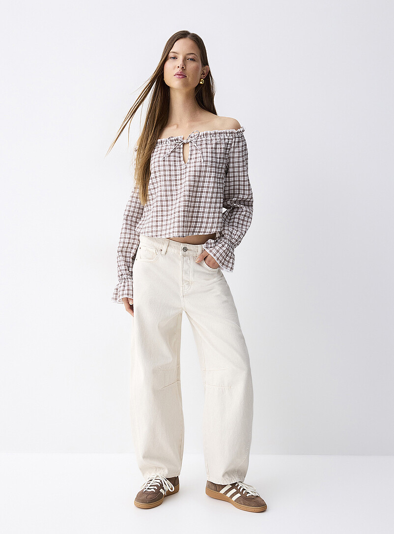 Twik White Ruffled off-the-shoulder blouse for women