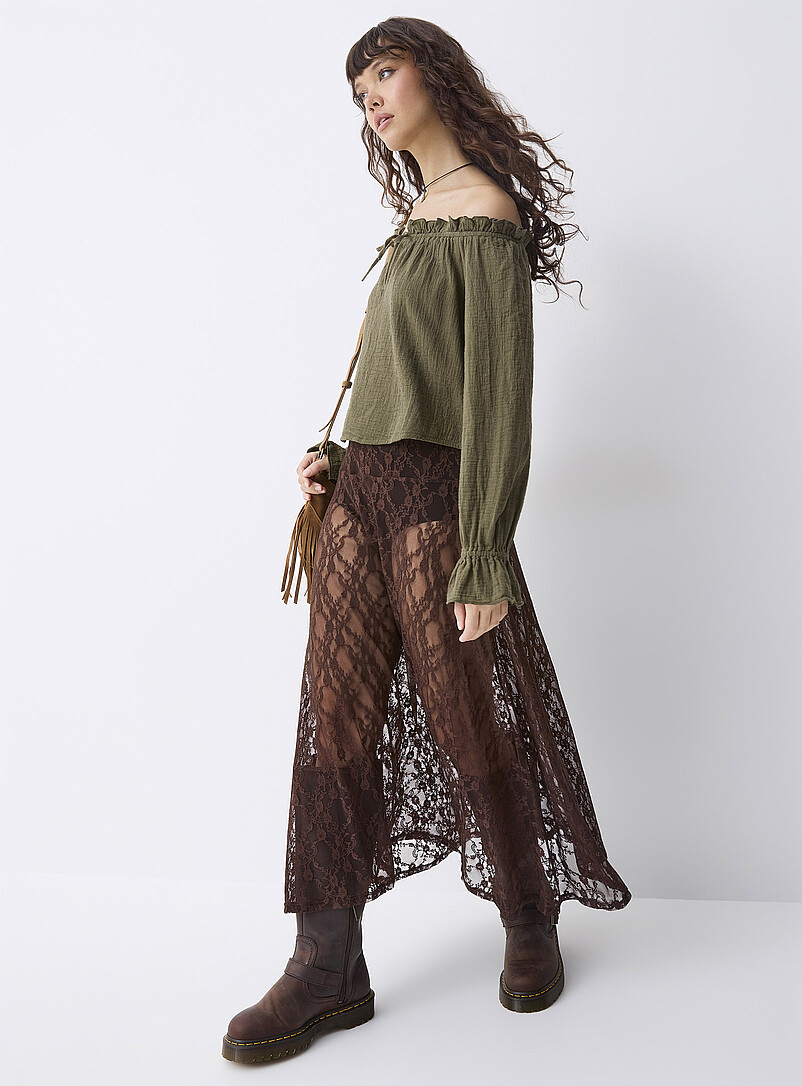 Twik White Ruffled off-the-shoulder blouse for women