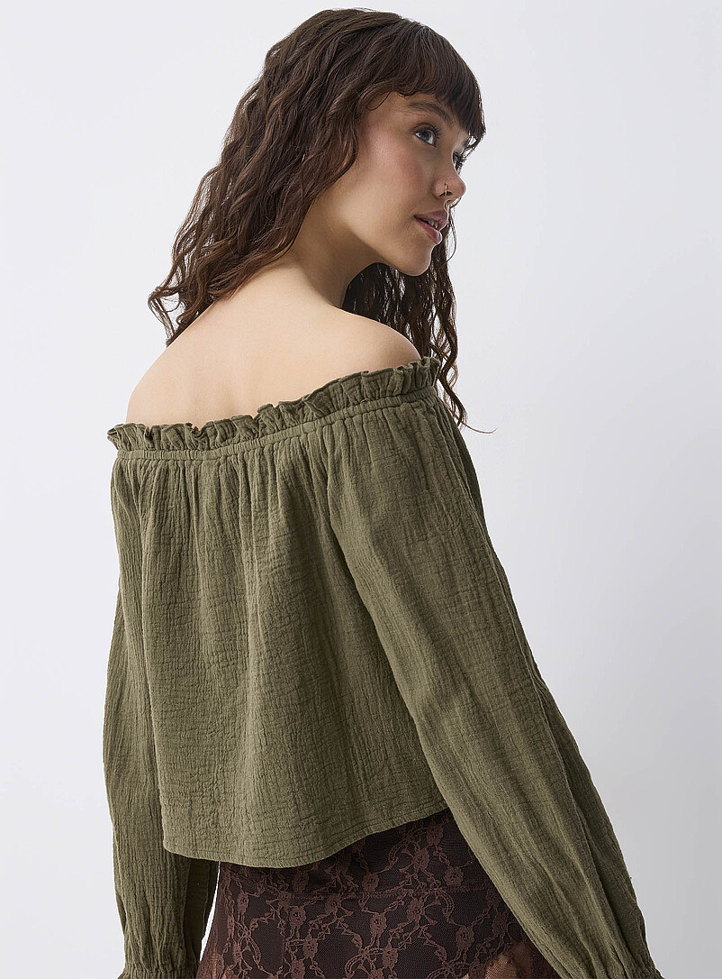 Twik White Ruffled off-the-shoulder blouse for women
