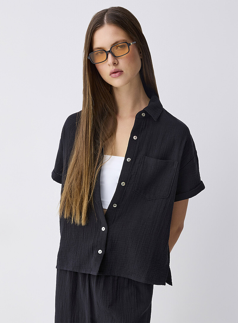 Twik: La chemise manches courtes gaze coton bio Blanc pour femme