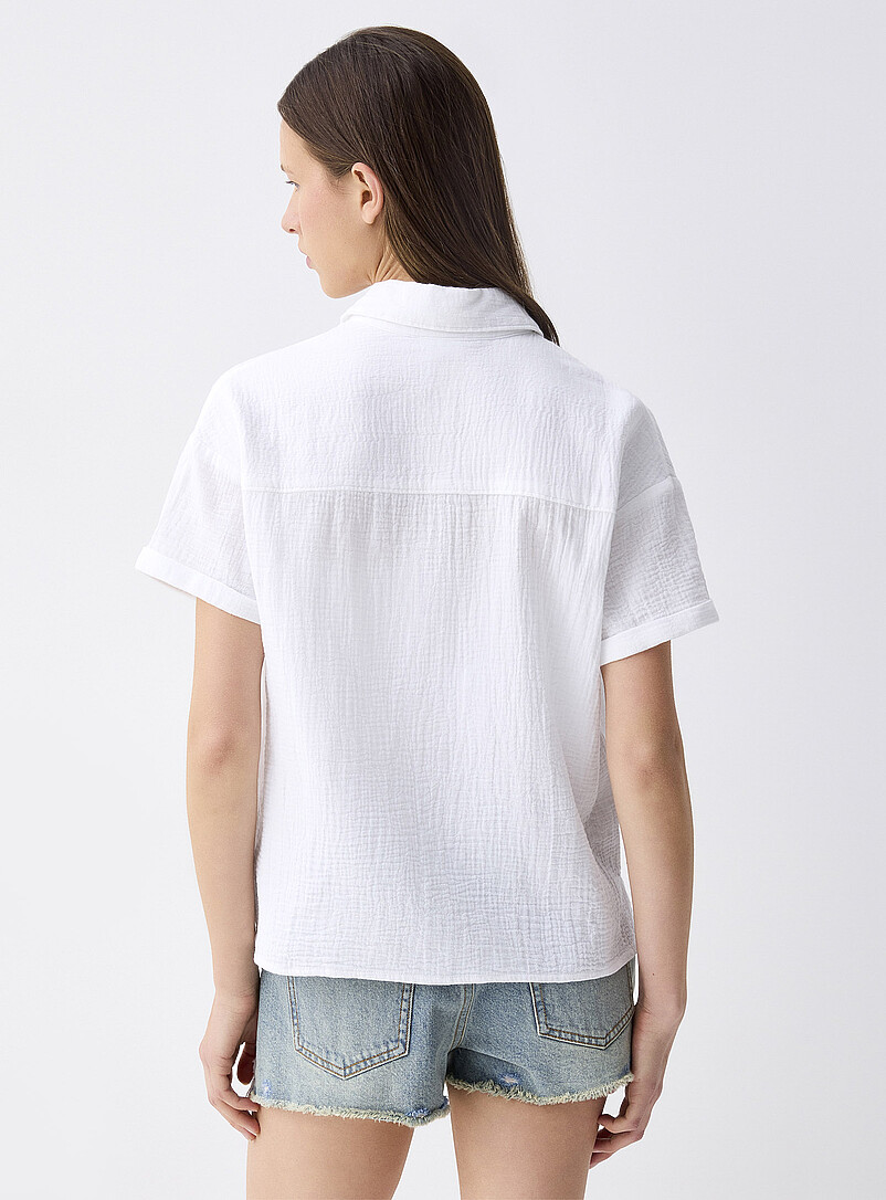 Twik Black Short-sleeve organic cotton gauze shirt for women