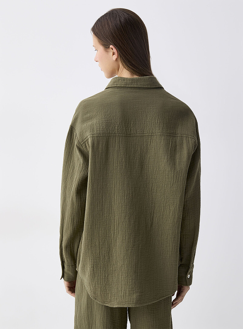 Twik: La chemise ample gaze coton bio Bleu moyen - Ardoise pour femme