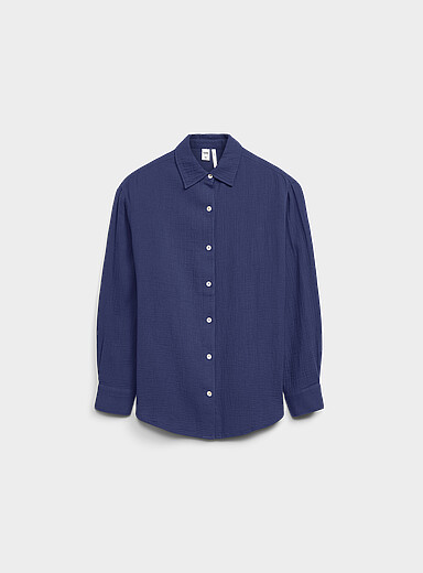 Twik: La chemise ample gaze coton bio Bleu moyen - Ardoise pour femme