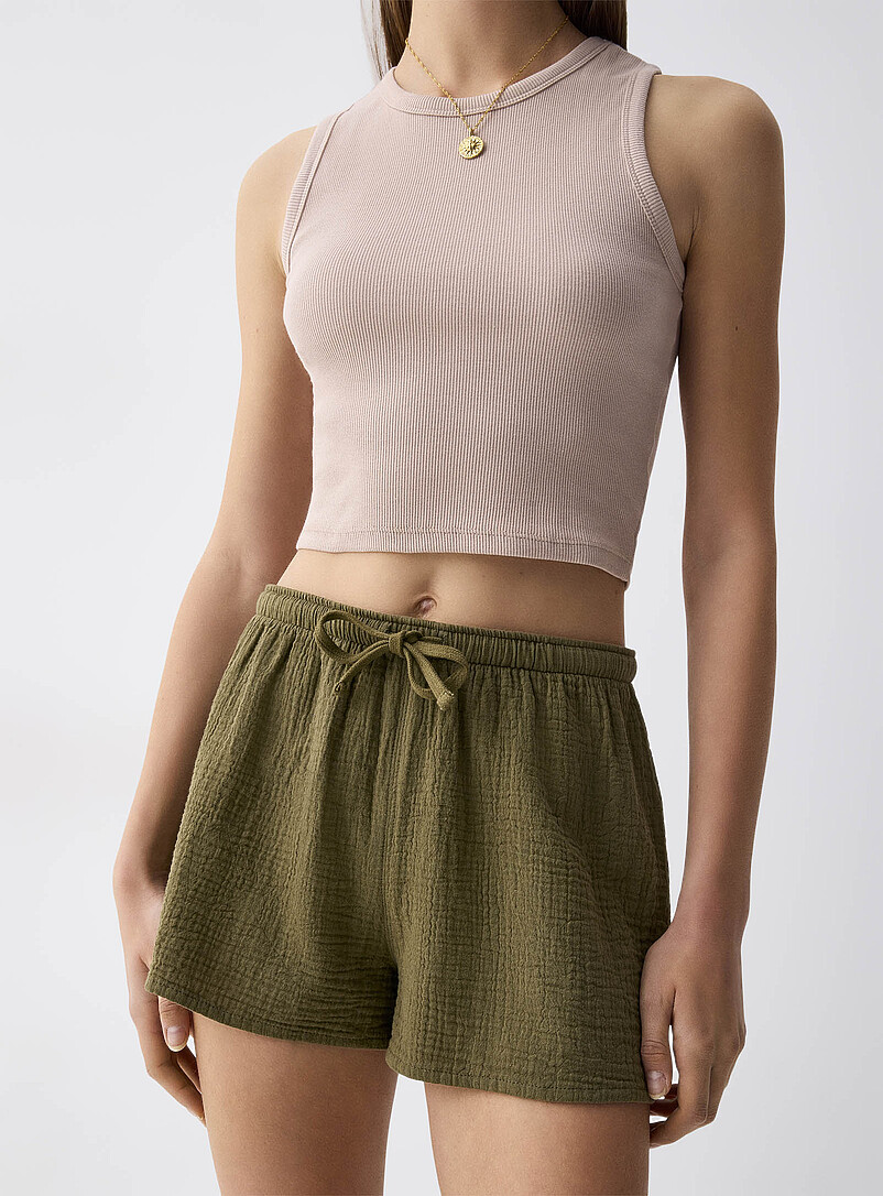 Twik: Le minishort gaze coton bio Blanc pour femme