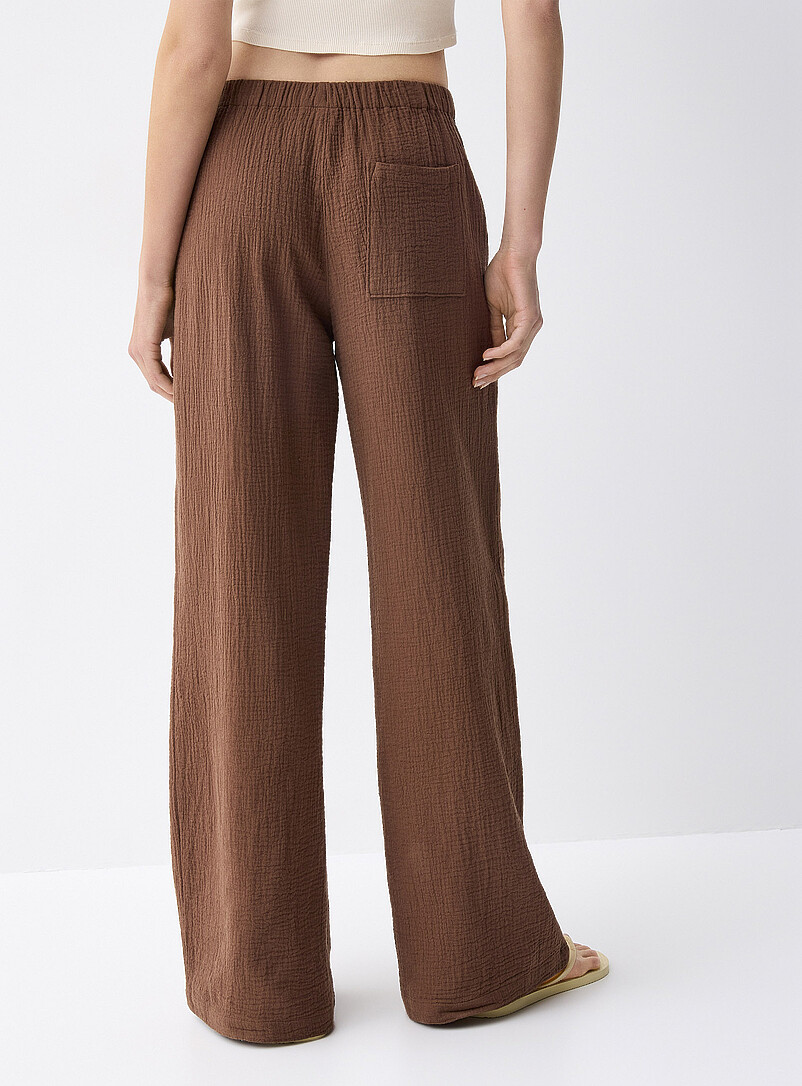 Twik Patterned Blue Wide-leg organic cotton gauze pant for women