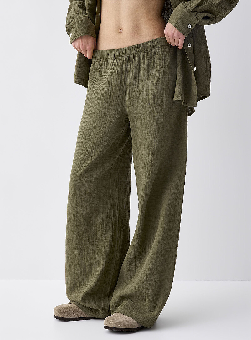 Twik Patterned Blue Wide-leg organic cotton gauze pant for women