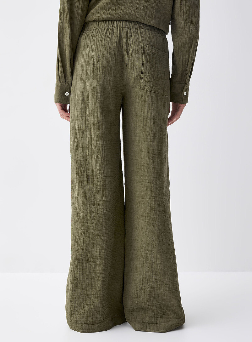 Twik Patterned Blue Wide-leg organic cotton gauze pant for women